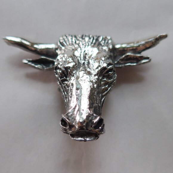 Set of two longhorn bull silver tone bolos - Picture 3 of 10